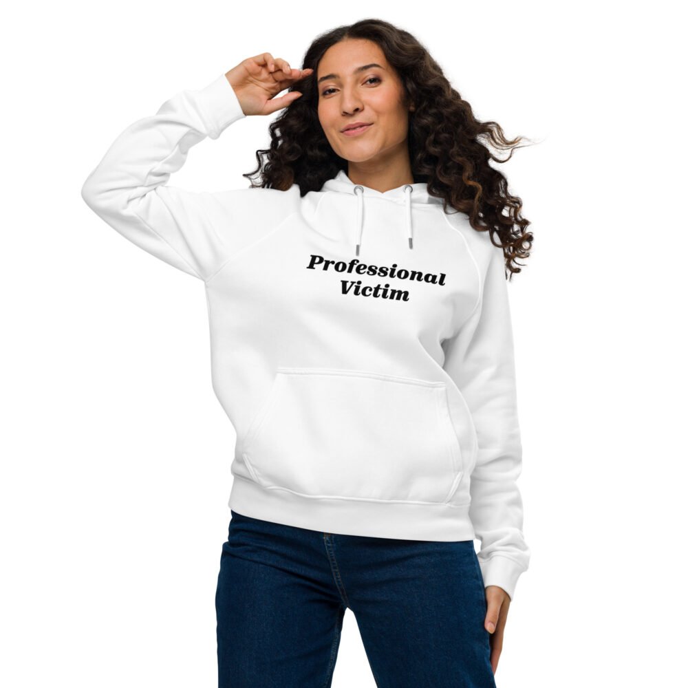 Unisex eco raglan hoodie - Professional Victim. - Image 19