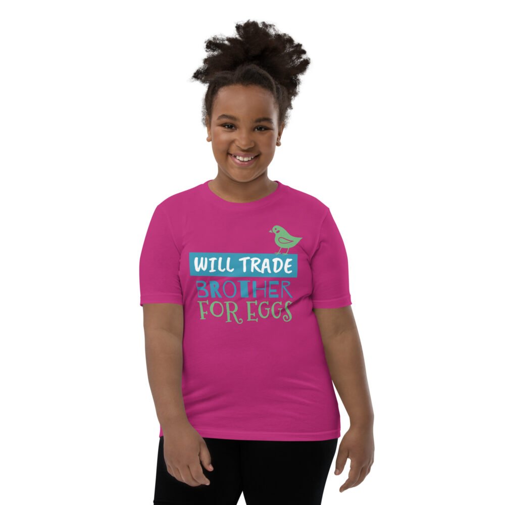 Youth Short Sleeve T-Shirt - Will Trade Brother For Eggs - Image 8