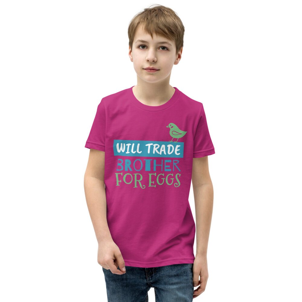 Youth Short Sleeve T-Shirt - Will Trade Brother For Eggs - Image 9