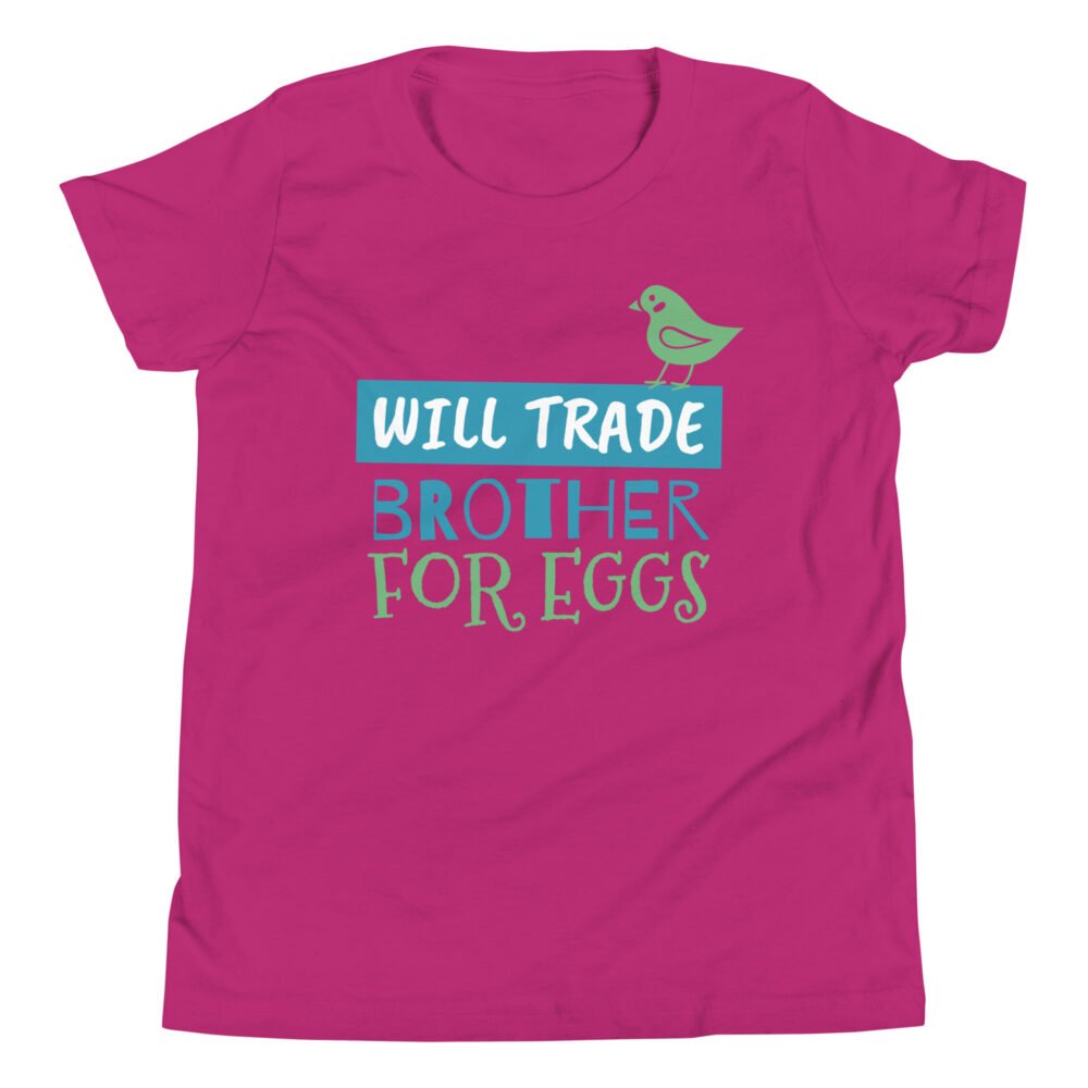 Youth Short Sleeve T-Shirt - Will Trade Brother For Eggs - Image 25