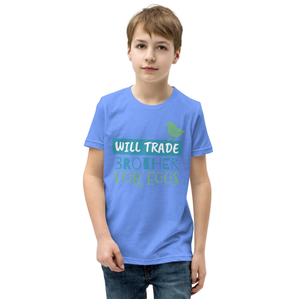 Youth Short Sleeve T-Shirt - Will Trade Brother For Eggs - Image 15