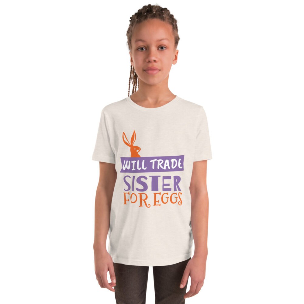 Youth Short Sleeve T-Shirt - Will Trade Sister For Eggs - Image 10