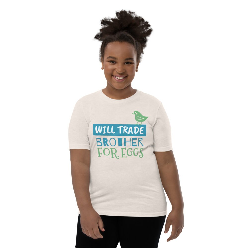 Youth Short Sleeve T-Shirt - Will Trade Brother For Eggs - Image 18