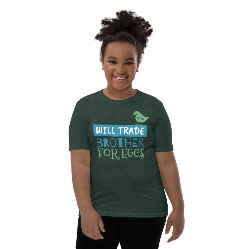 Youth Short Sleeve T-Shirt - Will Trade Brother For Eggs - Image 10