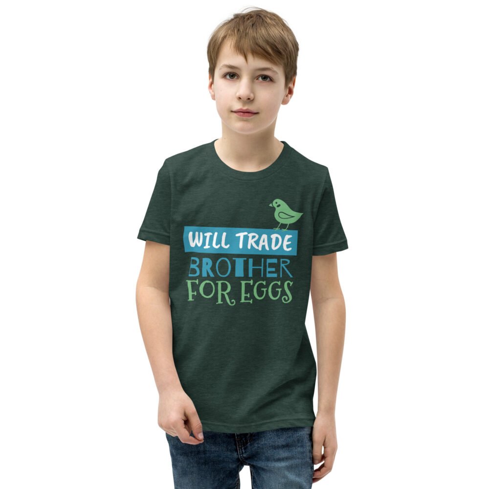 Youth Short Sleeve T-Shirt - Will Trade Brother For Eggs - Image 11