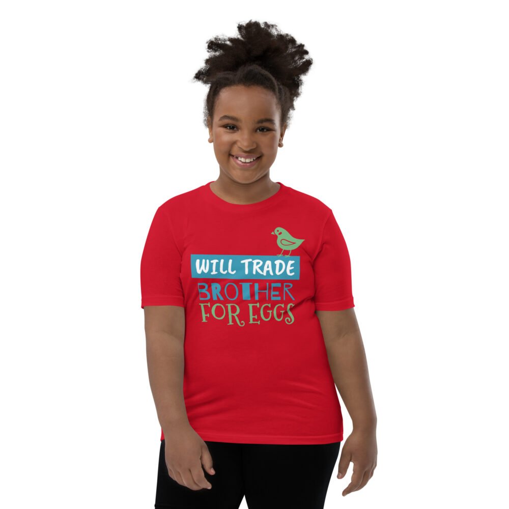 Youth Short Sleeve T-Shirt - Will Trade Brother For Eggs - Image 4