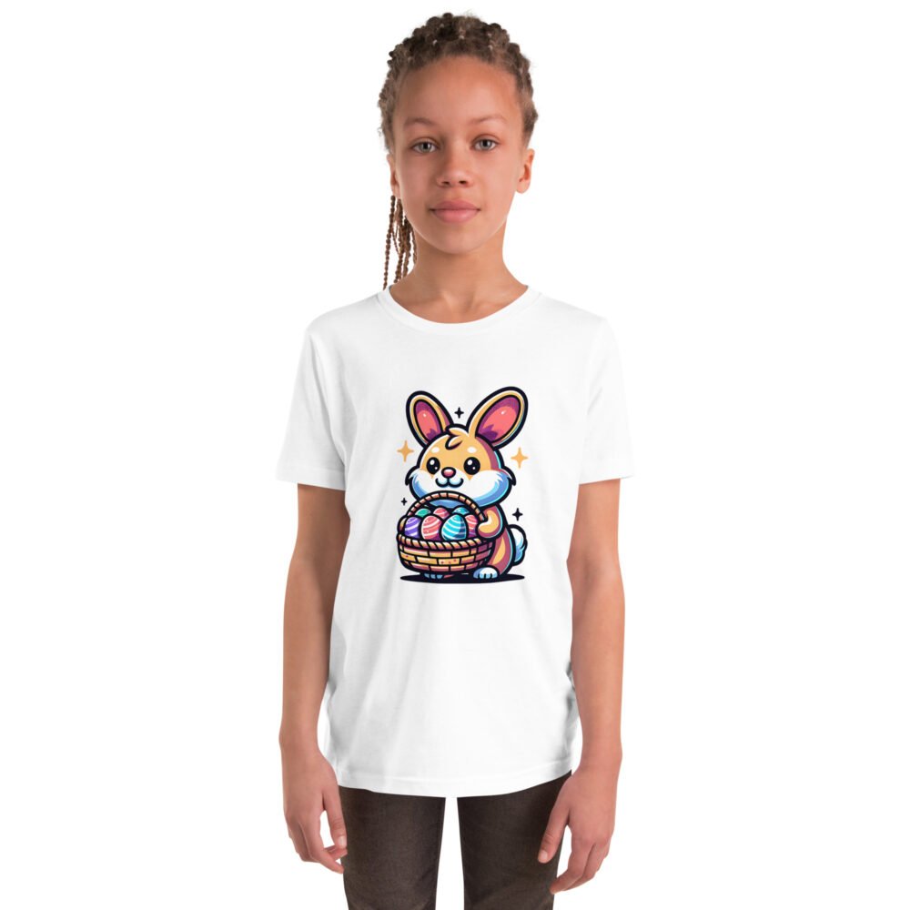 Youth Short Sleeve T-Shirt - Easter Corgi Puppy - Image 14
